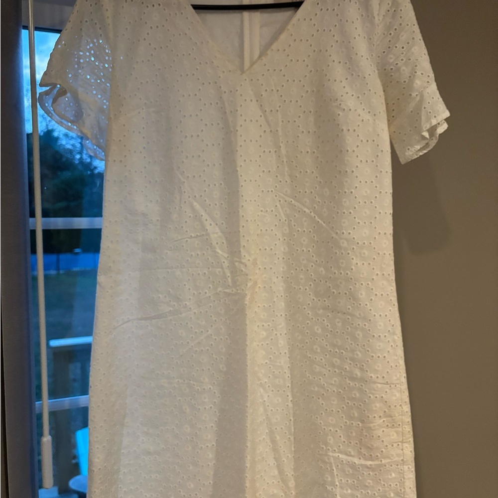 LOFT Cream Eyelet Dress